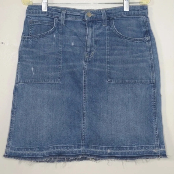 MADEWELL Distressed Denim Pencil Skirt, Released Hem, Cotton Spandex,  29 - Picture 2 of 16